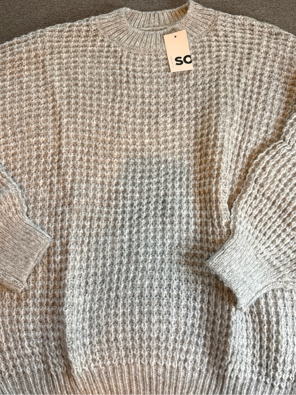 Soft Cream Waffle Crewneck Sweater - Women